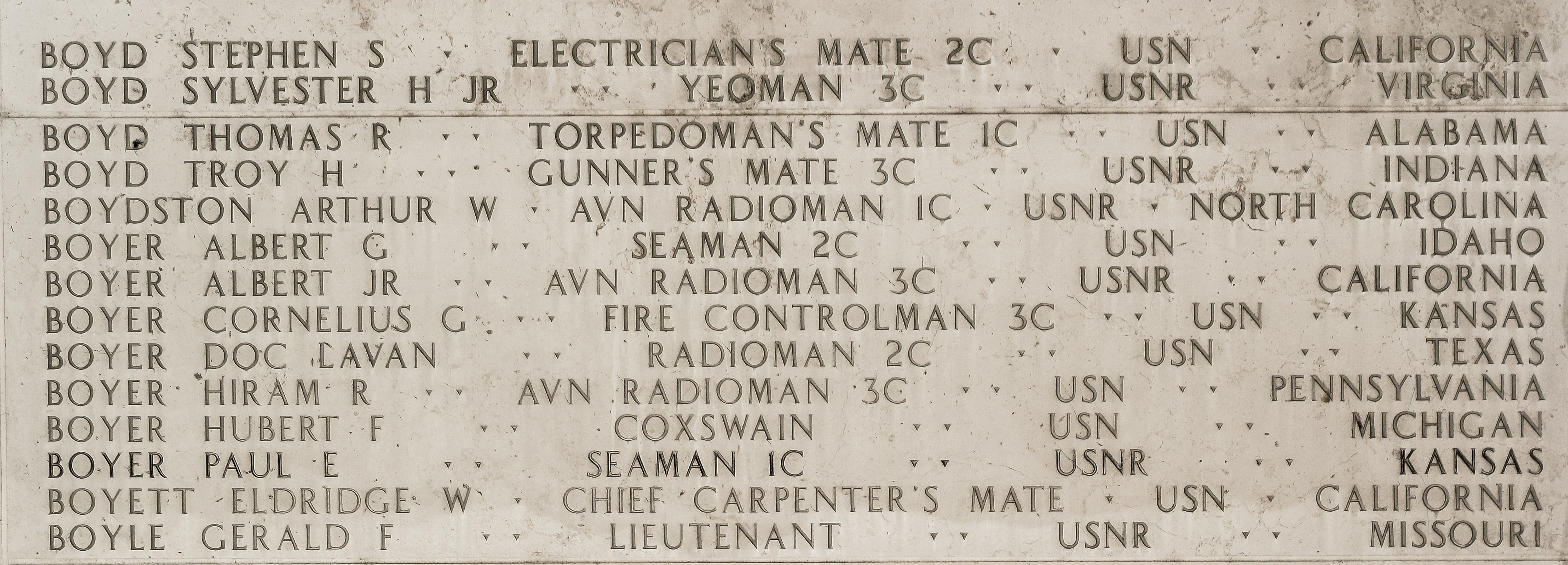 Hiram R. Boyer, Aviation Radioman Third Class